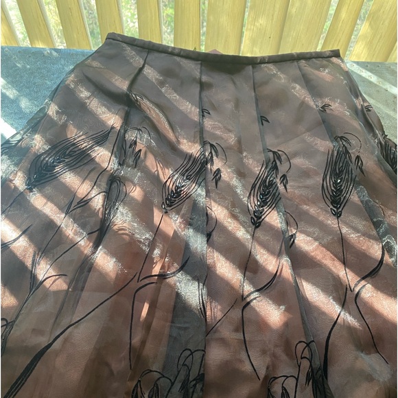 Ladies Designer Cocktail Skirt Black Embroidery David Meister - Picture 6 of 11